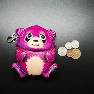 Leather Coin Purse Pink Bear